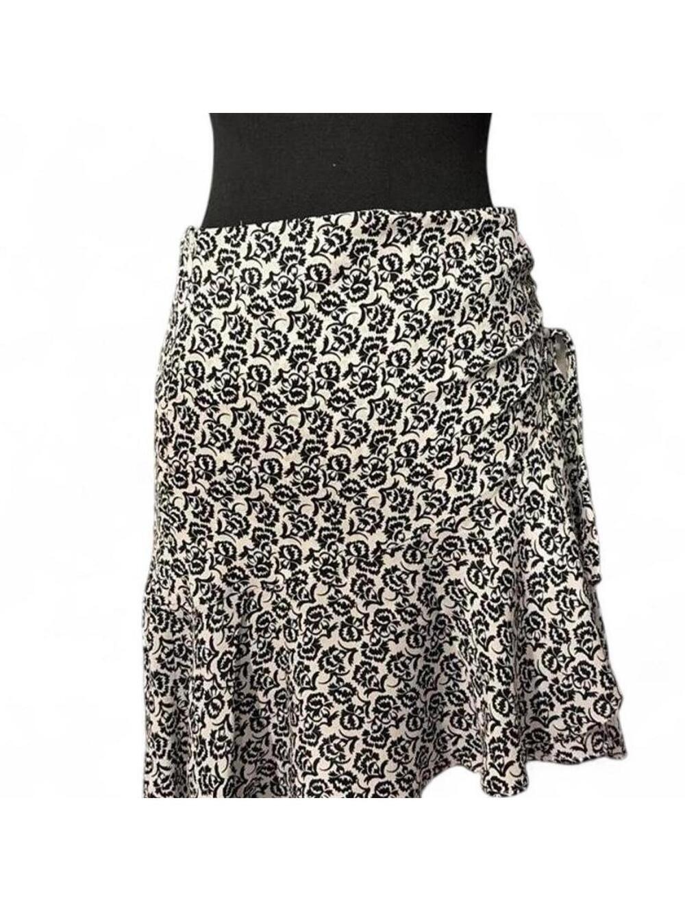 A.L.C. "Farrow" Black & White 100% Silk Floral Flounce Mini Skirt - US Size 2